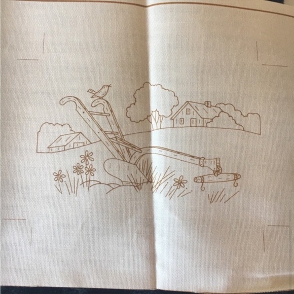 THE CREATIVE CIRCLE Stitchery Kit Plow & Wheelbarrow Wall Hangings - Picture 6 of 7